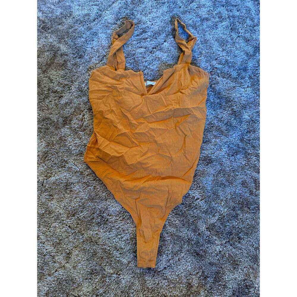 Intimately Free People V-Neck Tank Bodysuit Mustard Yellow Boho Festival Layer